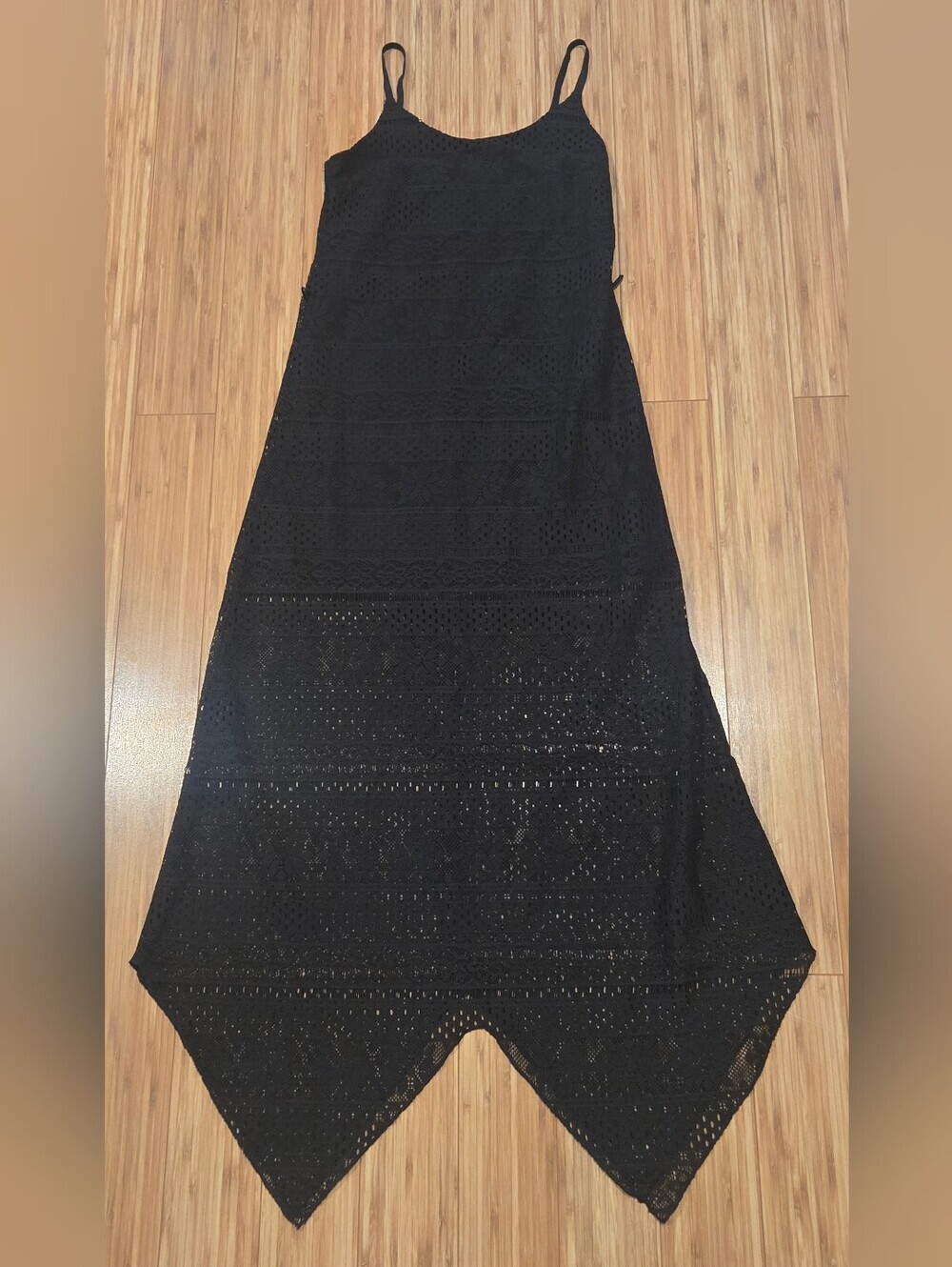 No Boundaries Black Lace Asymmetrical Handkerchief Hem Skirt